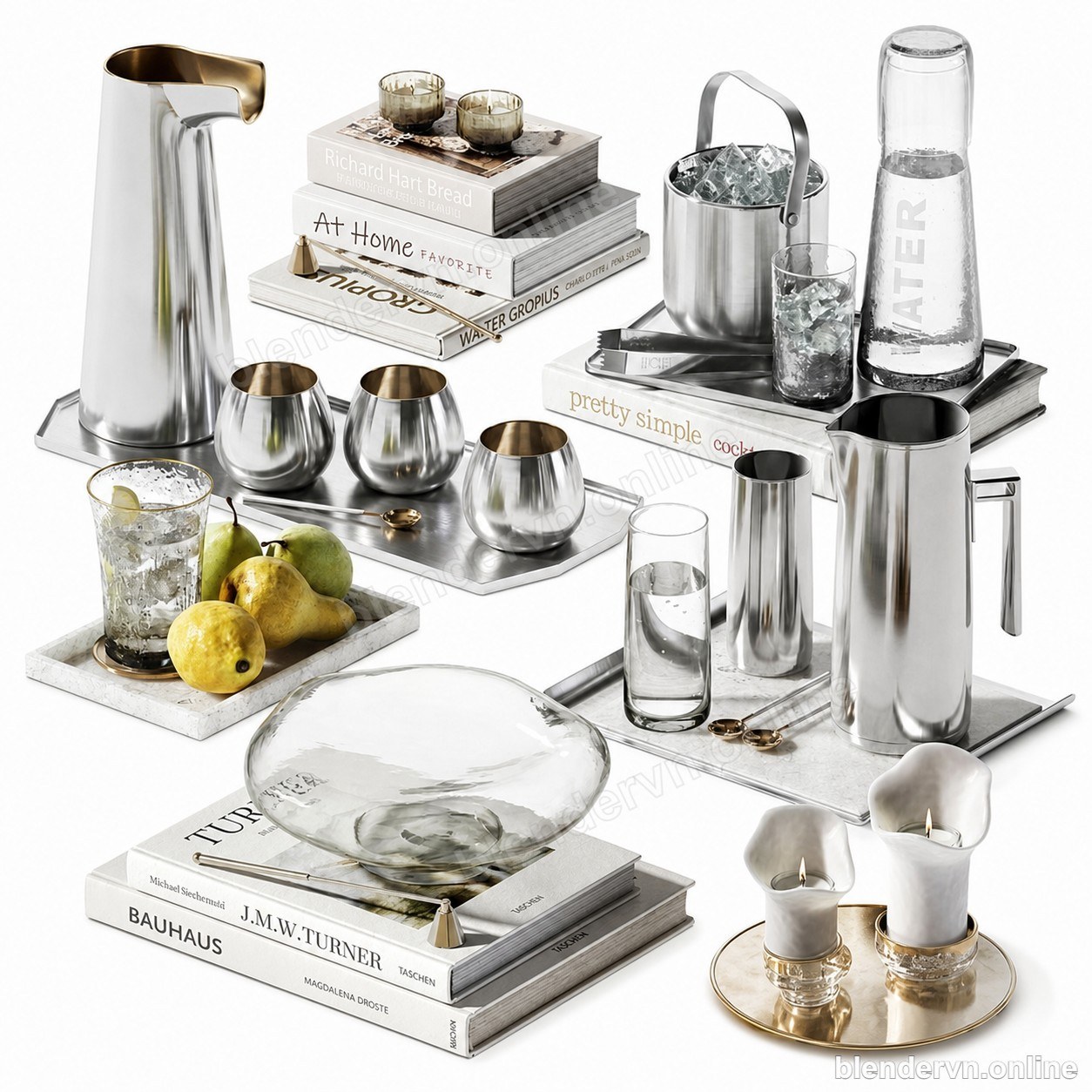 Model 3D Trang trí Stelton Foster Collection Tableware & Barware cho Blender archviz — file .blend, vật liệu PBR Cycles