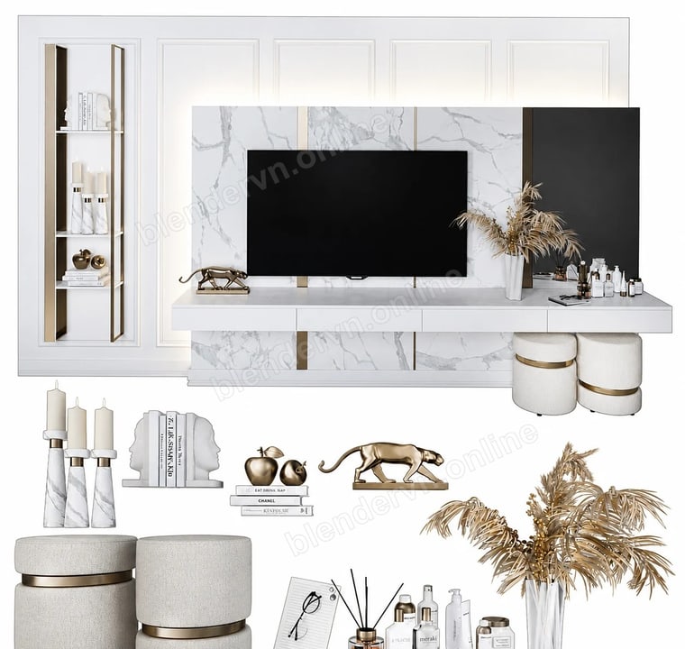 Aurelia Marble TV Dressing Console