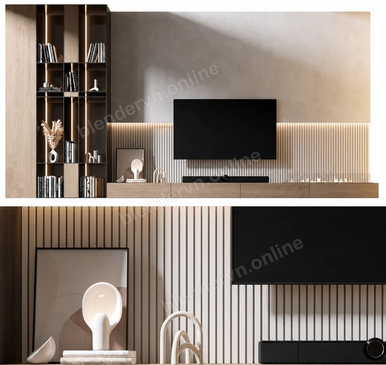 Solenne Ribbed Oak TV Wall