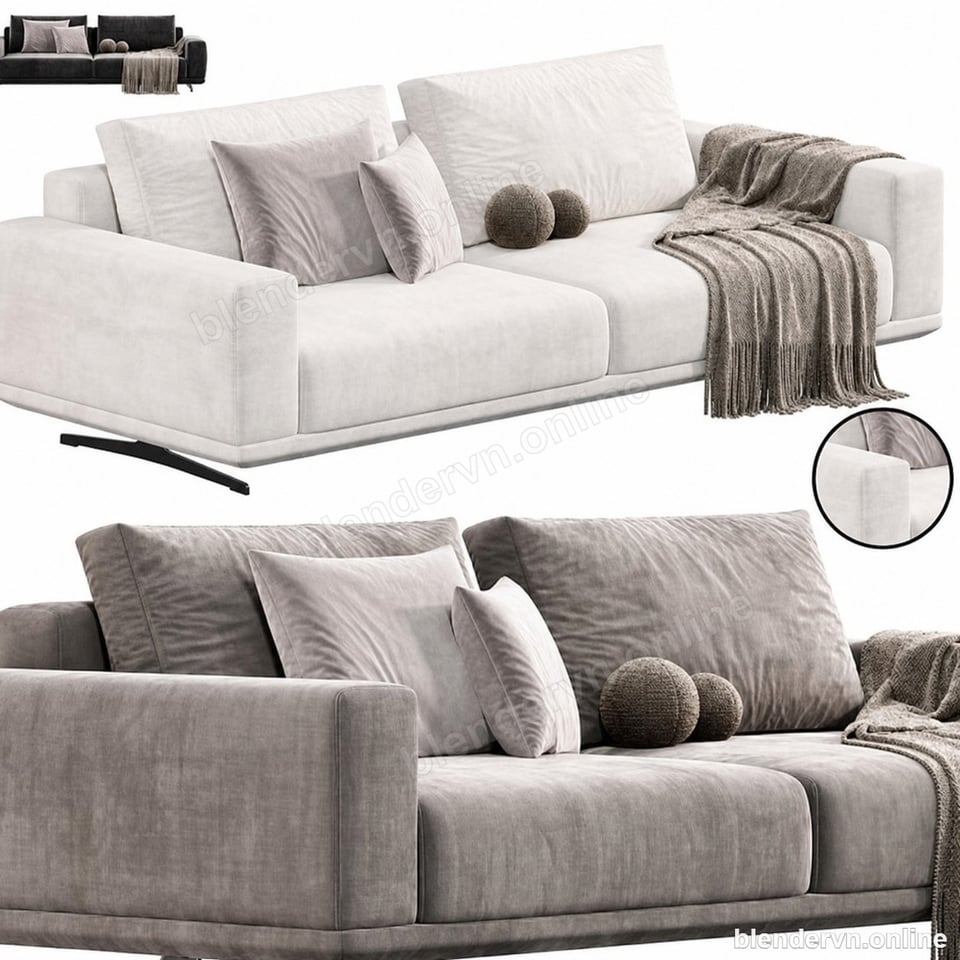 Model 3D Nội thất Zillis Sofa cho Blender archviz — file .blend, vật liệu PBR Cycles