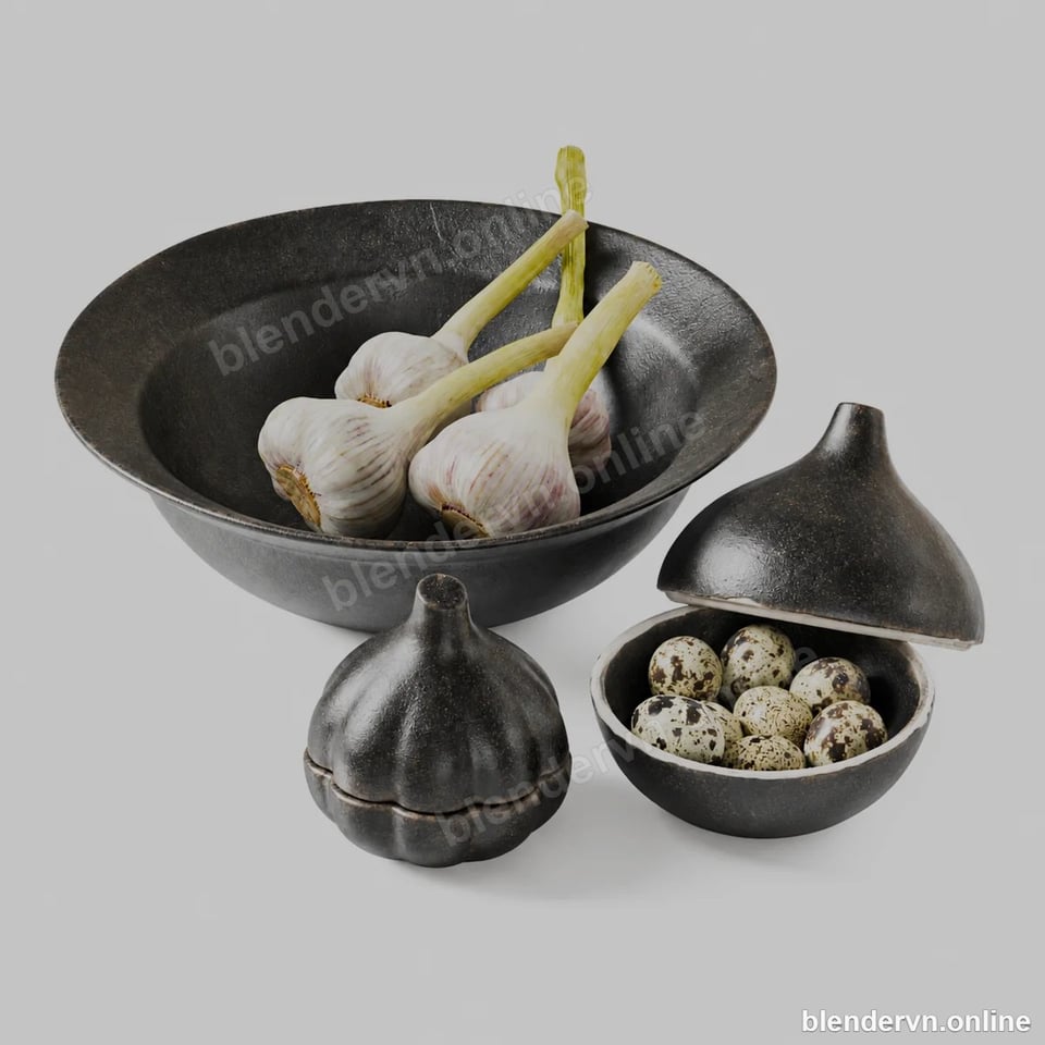 Modern Black Ceramic Bowls Set
