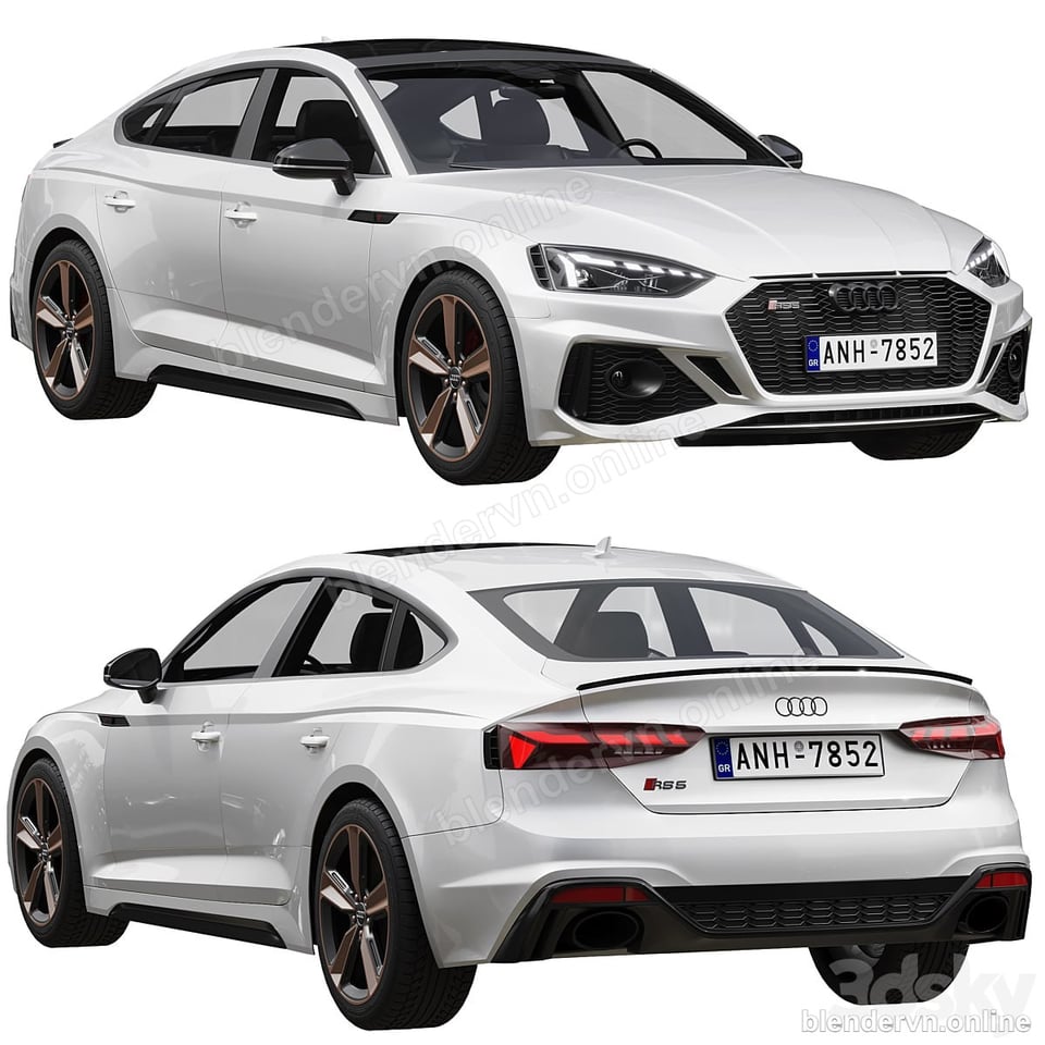 Model 3D Phương tiện White Audi Sport Car — Sleek Design cho Blender archviz — file .blend, vật liệu PBR Cycles