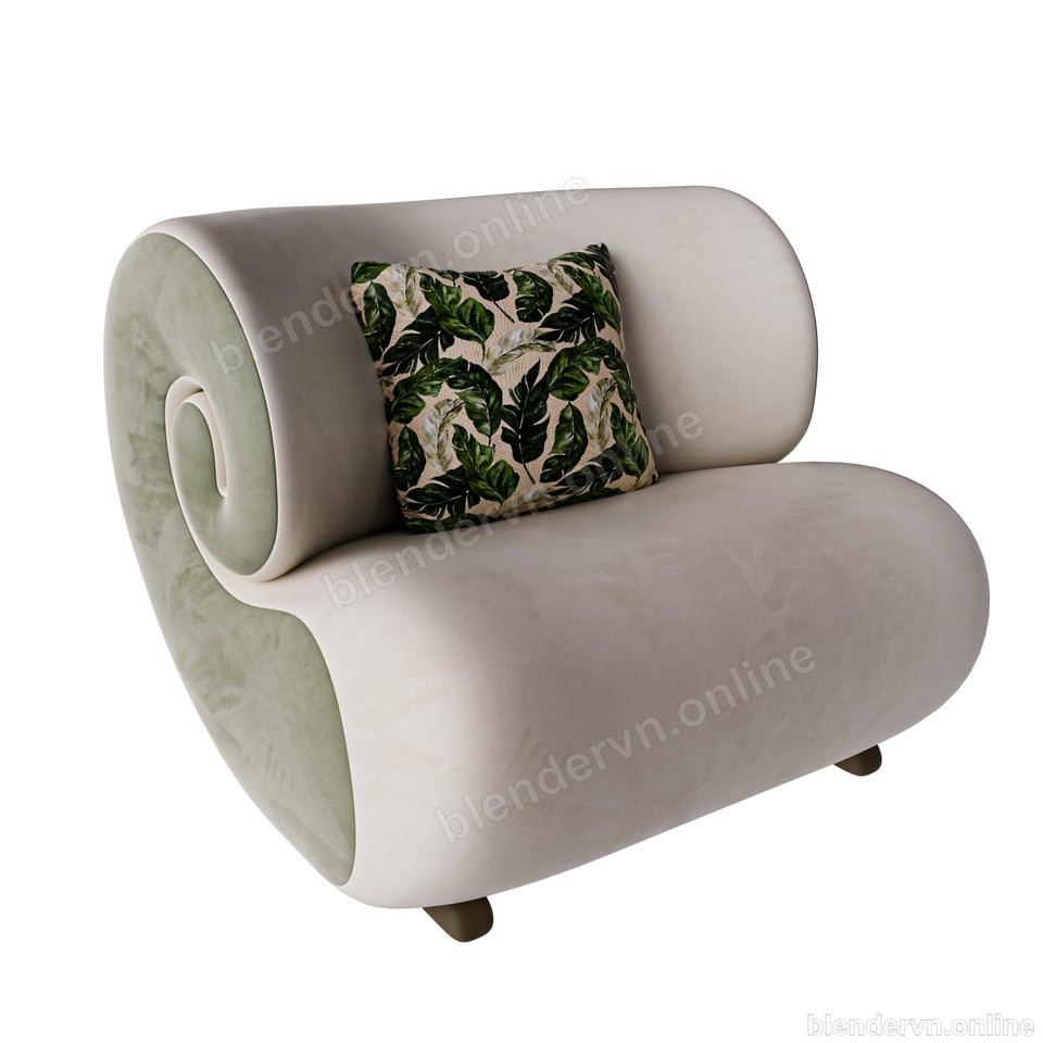 Model 3D Nội thất The Spiral Armchair cho Blender archviz — file .blend, vật liệu PBR Cycles