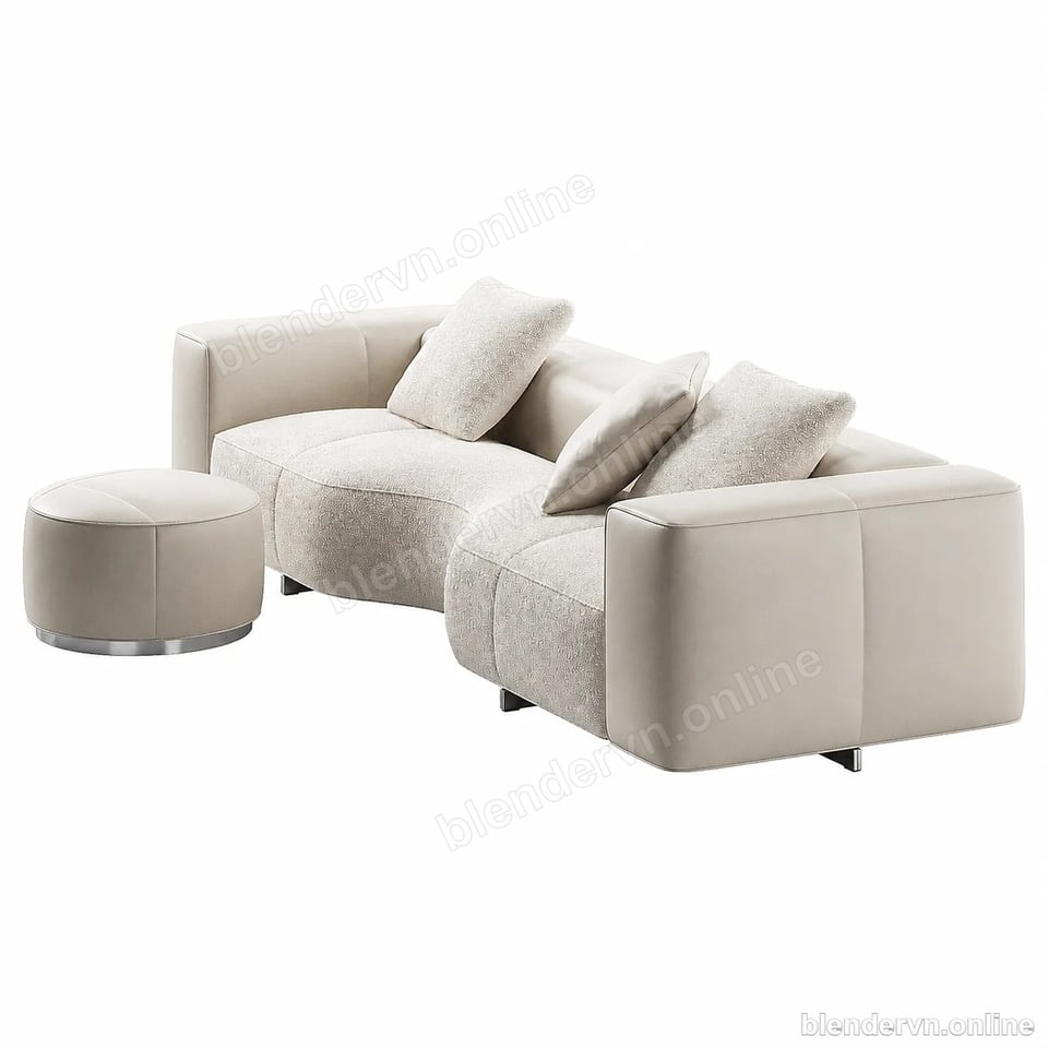 Model 3D Yves Small Sofa Minotti cho Blender archviz — file .blend, vật liệu PBR Cycles