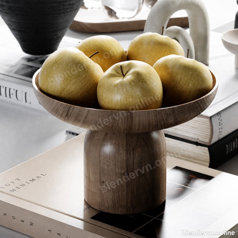 Model 3D Trang trí Organic Earth-Tone Tabletop Decor Set cho Blender archviz — file .blend, vật liệu PBR Cycles