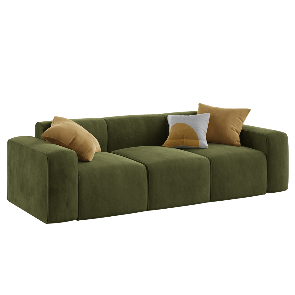 Model 3D Nội thất Sofas Block Green cho Blender archviz — file .blend, vật liệu PBR Cycles