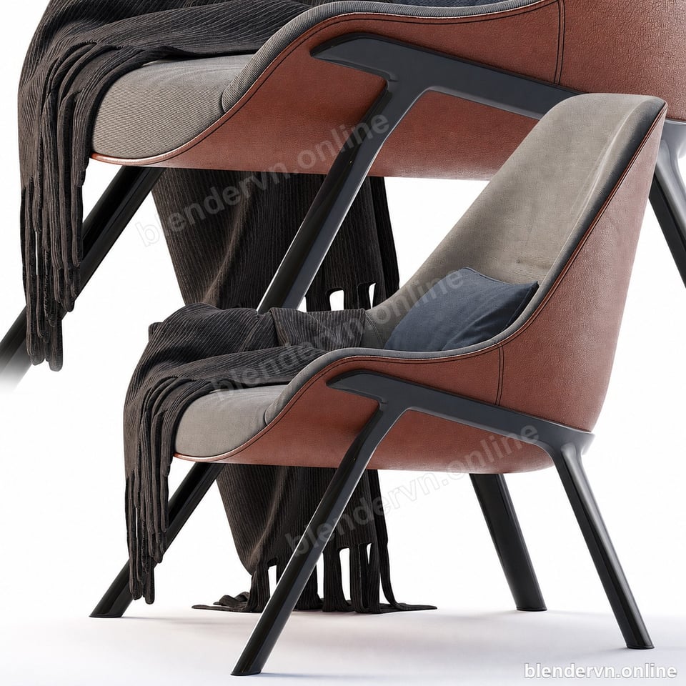 Model 3D Nội thất Armchair Gran Kobi Essentiel cho Blender archviz — file .blend, vật liệu PBR Cycles
